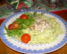 Kyckling med rucolapestopasta